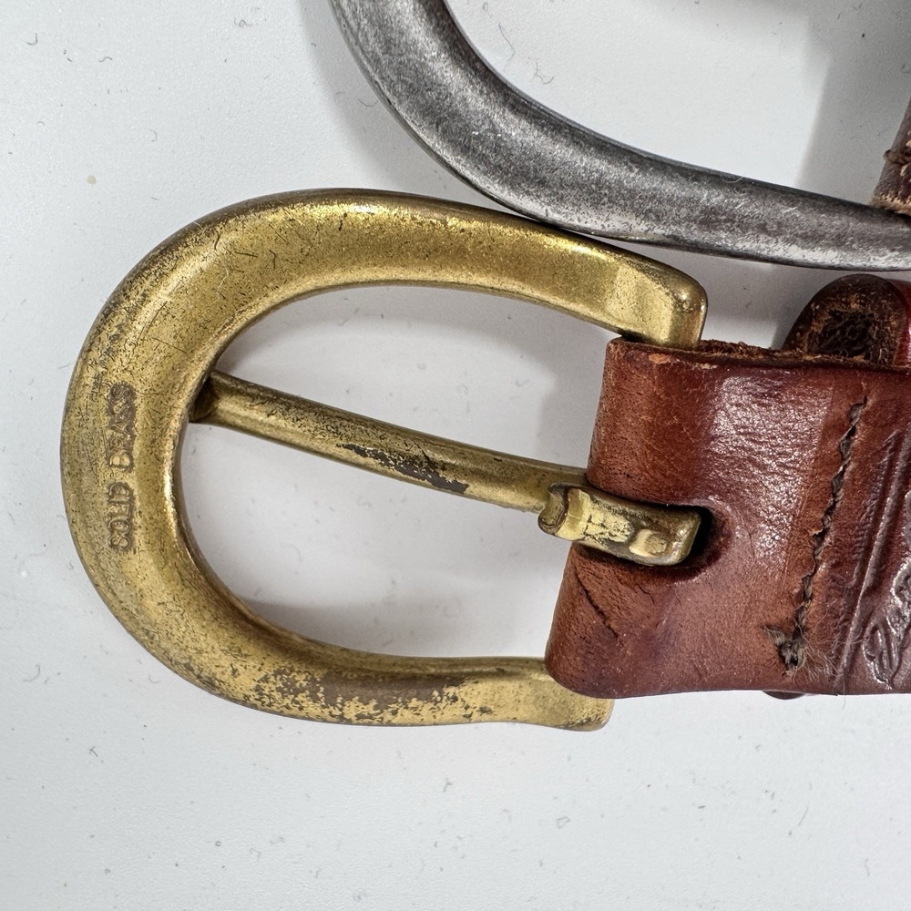 Vintage Eddie Bauer AEO Braided Genuine Leather Belt Sz 38 Brown Tan Unisex - Picture 9 of 14